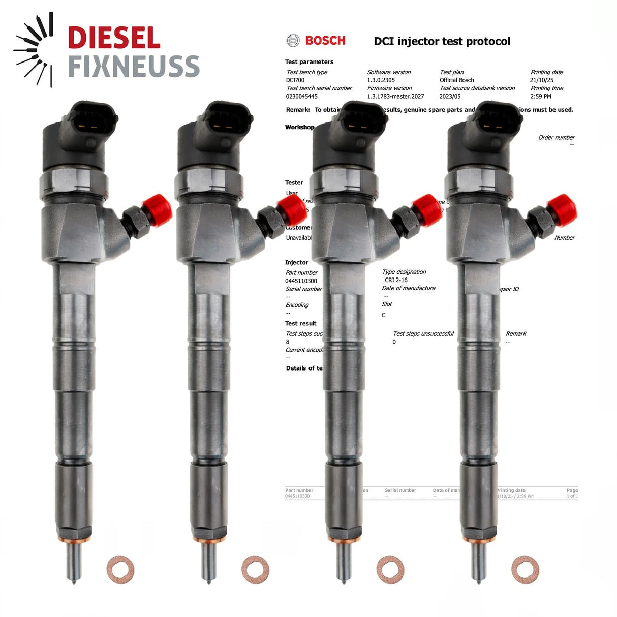 4x 0445110300 Einspritzdüse Injektor Alfa Romeo Fiat Opel Lancia 1.6D 0986435171
