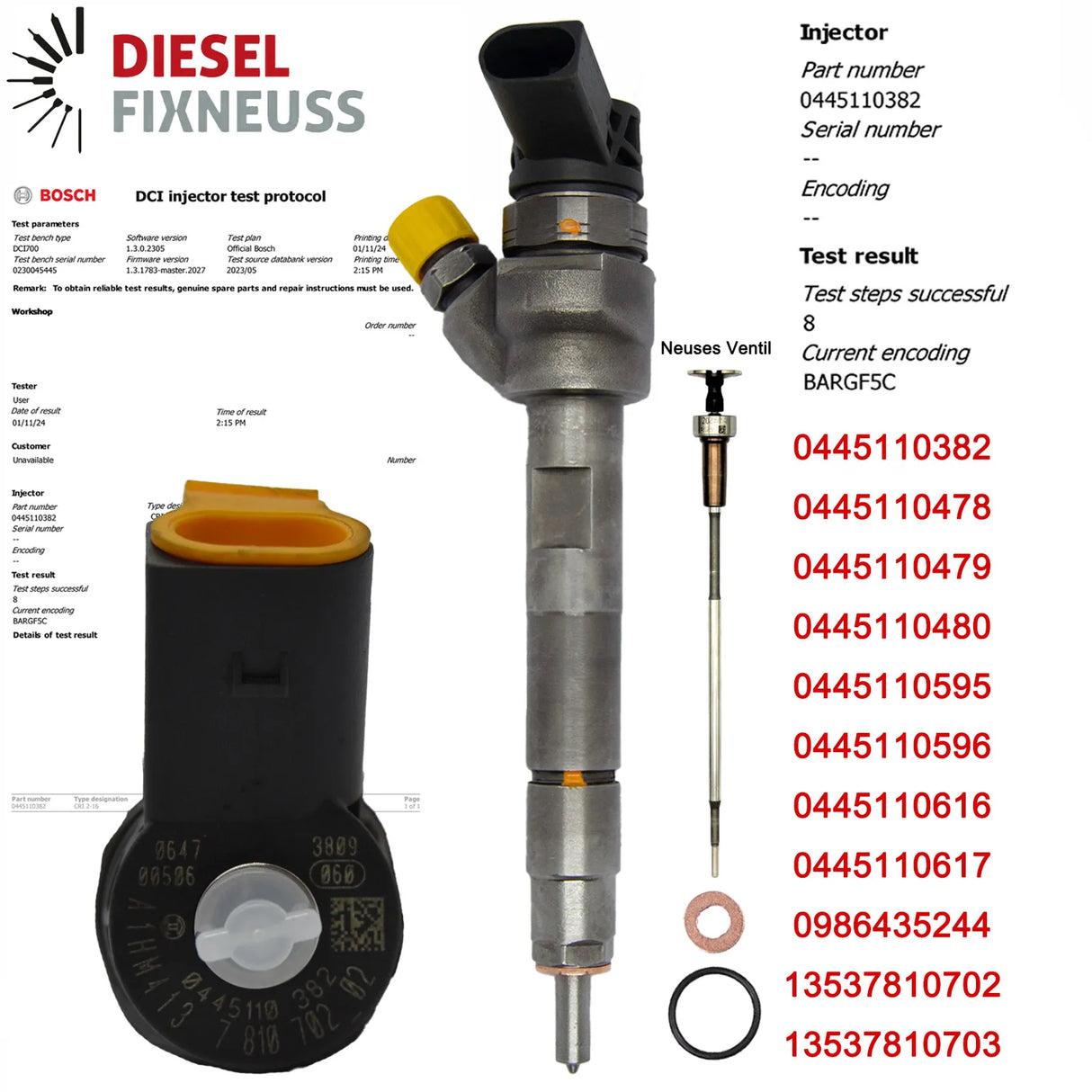 Injektor Common Rail Bmw 3 e90 f30 f35 320d 13537810703 0445110382