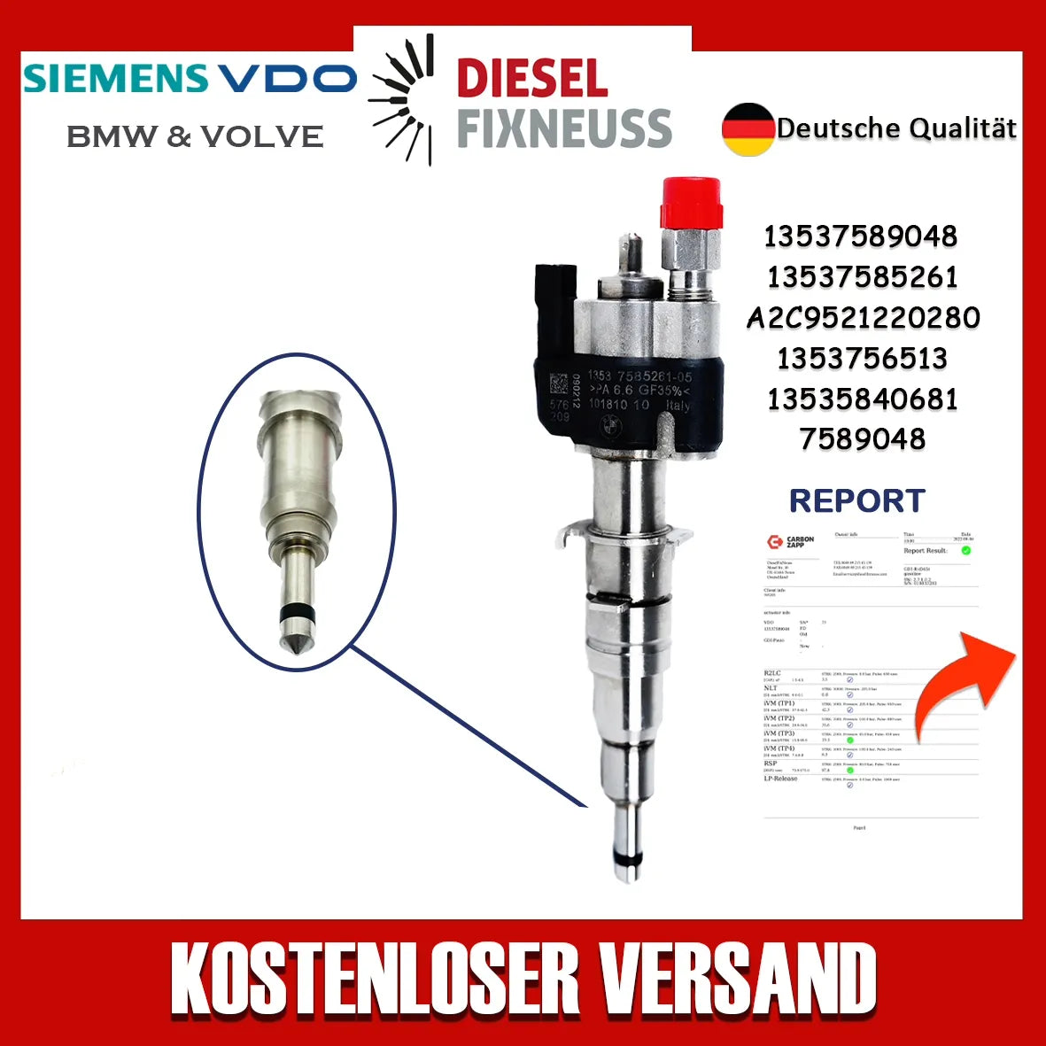 Einspritzdüse Einspritzventil VDO 13537585261-05 13537589048 N43 N53 BMW Benzin