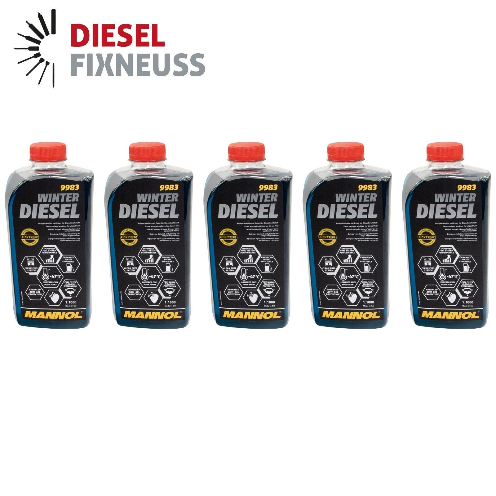 5x Winter Diesel Kraftstoff Additiv Heizöl 1 Liter MANNOL 9983 Fließ F