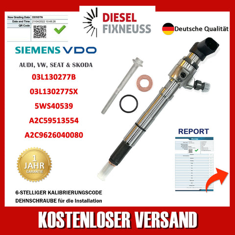 4x Injektor Einspritzdüse 03L130277B Siemens VW Motor CAYA 1,6 TDI CONTINENTAL