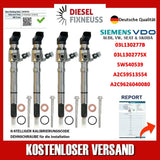 4x Injektor 03L130277B Siemens VW Motor CAYA 1,6 TDI CAYB