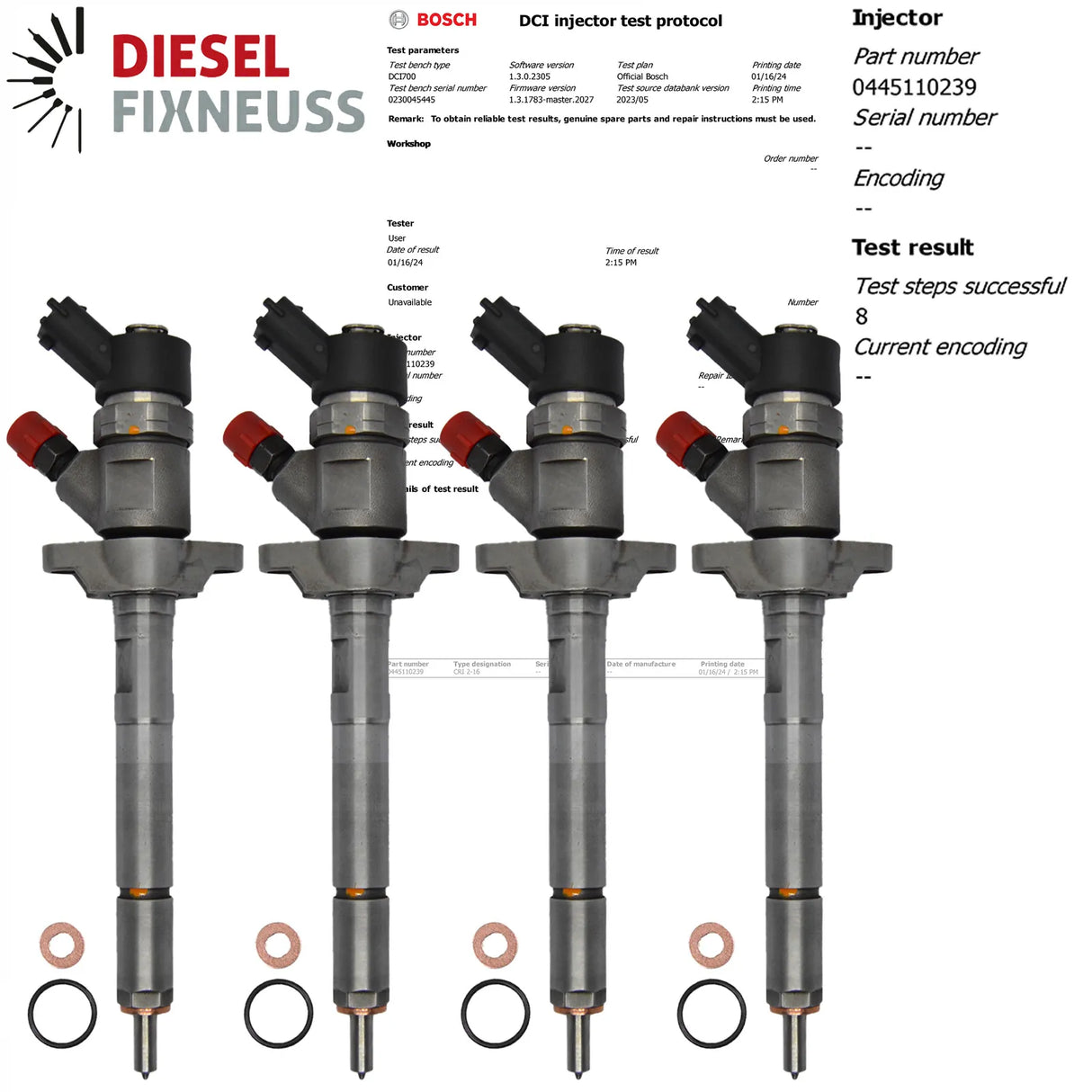 4x Bosch 0445110239 3M5Q9F593HB Mazda Citroen Peugeot Fiat Ford C-Max 1.6 TD