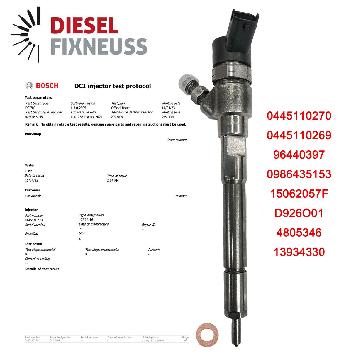 4x Einspritzdüse Chevrolet Opel 2,0 CDI Diesel Z20S1 Z20DMH 0445110270 96440397