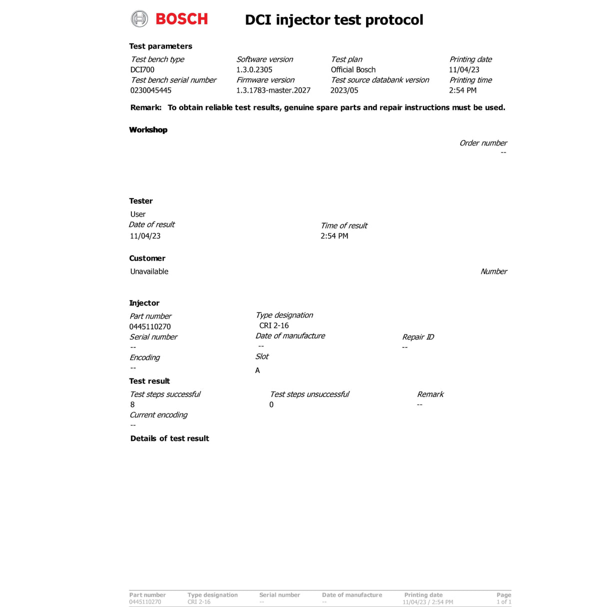 4x Einspritzdüse 0445110270 Vauxhall Antara 2.0 CDTI Bosch Diesel Injector