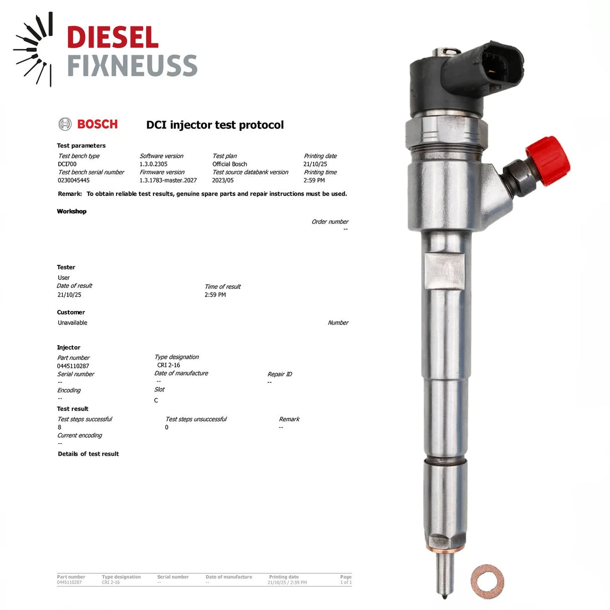Einspritzdüse Injektor 0445110287 0986435277 Für Chrysler Voyager 2.5