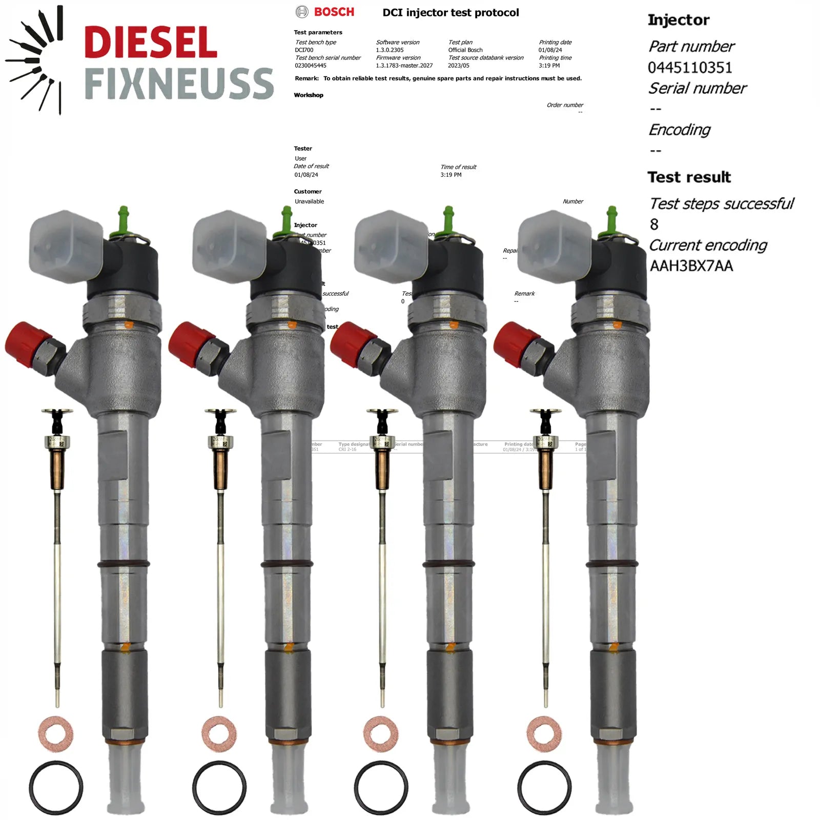 4x Einspritzdüse Fiat Panda 1.3 Multijet Codice 0445110351 Euro 5