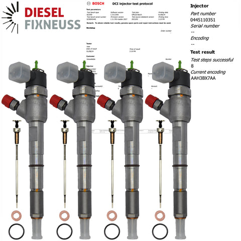 SET 4 Injektor BOSCH 0445110351 FIAT FIORINO STRADA 1.3 MLTJ