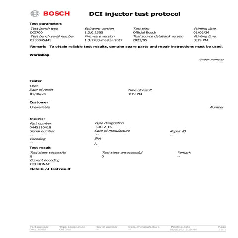 Bosch injectors (part number 0445110418/504389548/JD22) compatible with FIAT CITROEN PEUGEOT vehicles. Includes copper sealing rings, O-rings, and (Bosch Dci 700) test report. Fits FIAT DUCATO and IVECO DAILY IV/V models with various power outputs (95-170 PS). Compatible with Multijet engines across numerous vehicle variants. Comes with 1-year warranty without kilometer limitation.