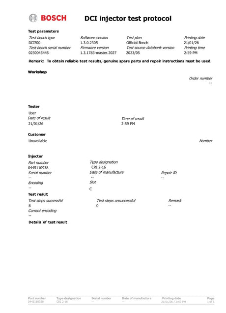 0445110938 Einspritzdüse Injektor Fiat 1.3 D Multijet 0445110937 46337726