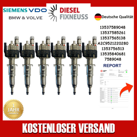 6x Einspritzventil Einspritzdüse Injektor 13537565138-05 E87 116I 1.6 90KW N43 VDO