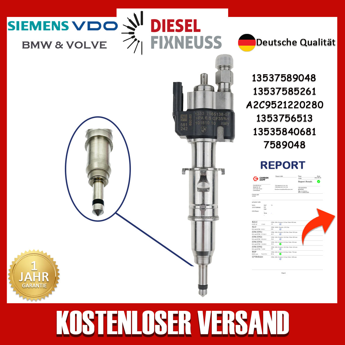 Einspritzdüse für BMW 1er 3er 5er N45 N43 N53 13537589048