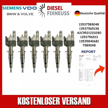 6x Einspritzdüse Einspritzventil VDO 13537589048 13537565138-10 N53 BMW Benzin