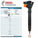 Refurbished Delphi injector 28424049 for 1.4 TDI (CUS/CUSA/CUSB), includes copper seal ring, O-ring, and test report – compatible with Audi, VW, Seat, and Skoda