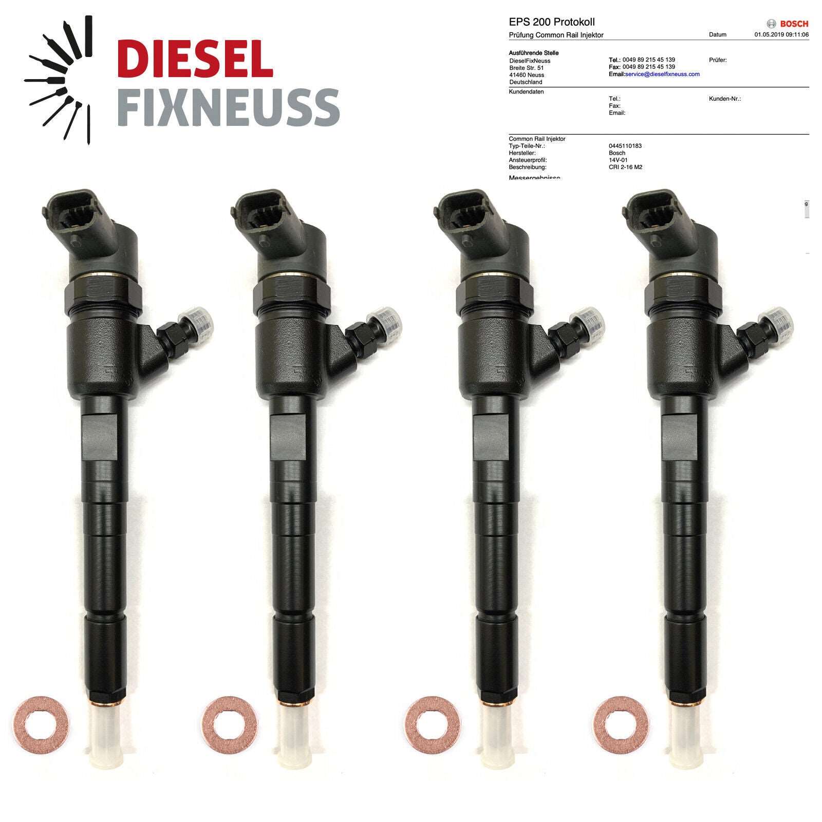 4 x Injektor Bosch 0445110183 Fiat 1.3 Multijet 1.3 D Multijet Opel 1.3 CDTI