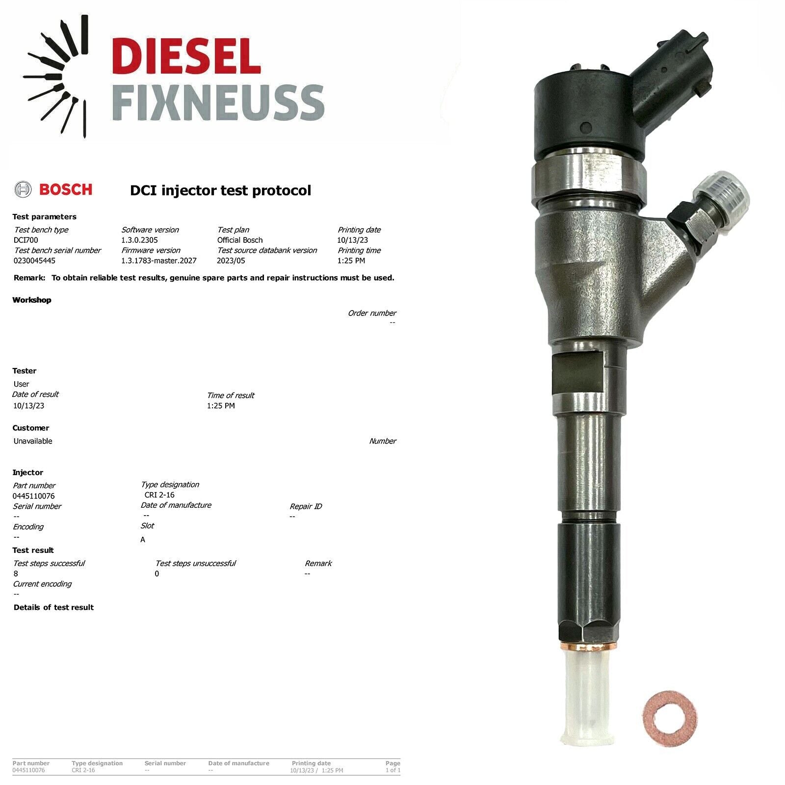 4x Injecteur Bosch 0445110076 9641742880 Citroen Peugeot 2.0 HDI