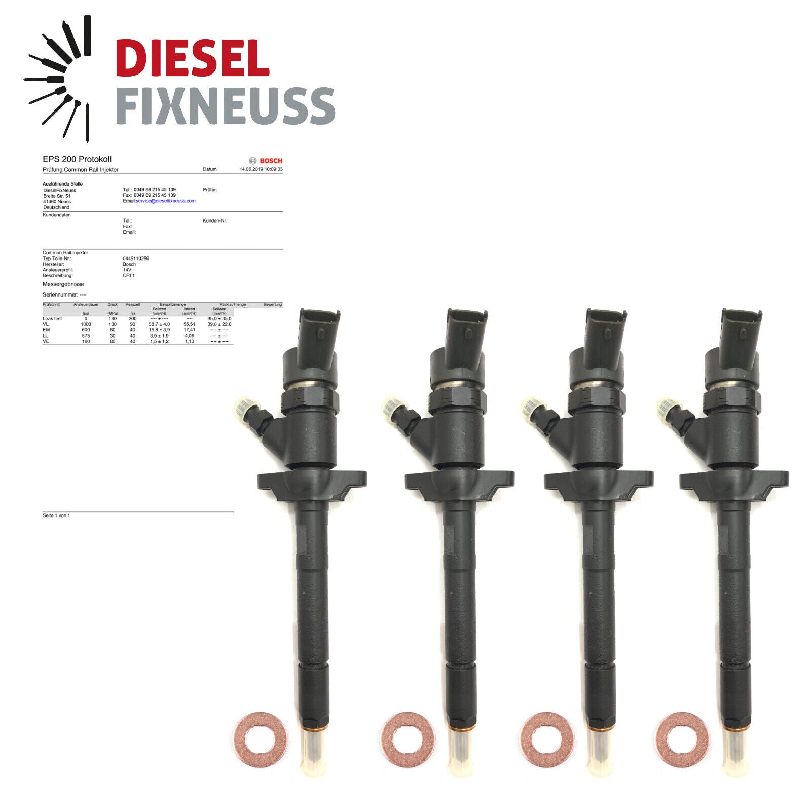 4x Einspritzdüse PEUGEOT CITROEN 1.6 HDI FORD 1.6 TDCI NJECTOR BOSCH 0445110188