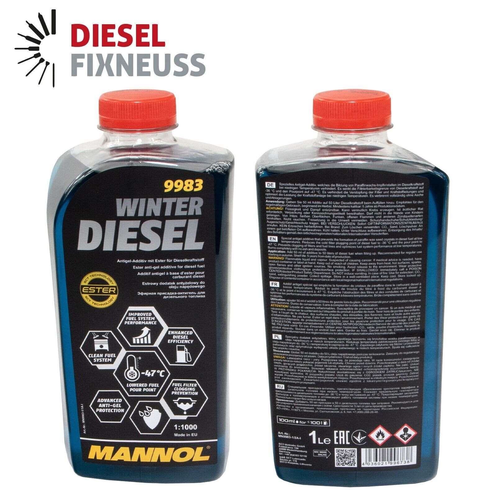 2x Winterdieselkraftstoffzusatz 1L MANNOL 9983
