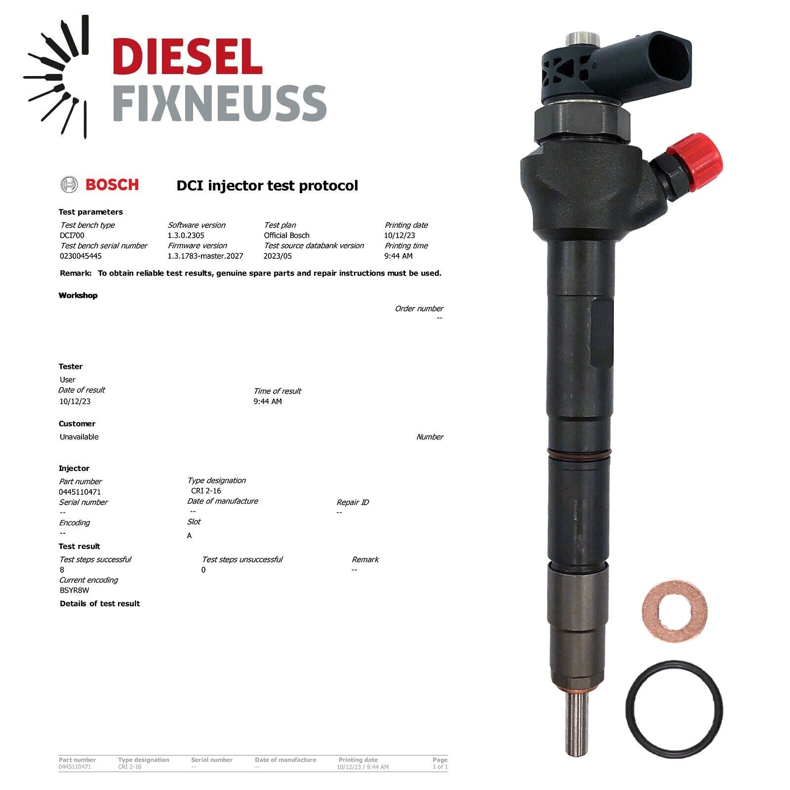 EINSPRITZDÜSE Injector for Audi Seat Skoda VW 2.0 TDI 04L130277AE 0445110471