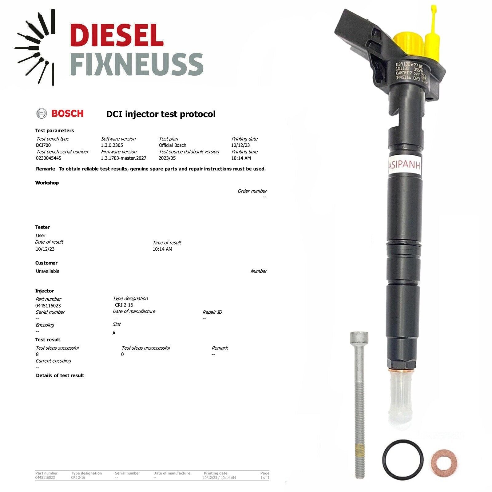 Bosch Einspritzdüse 0445116023 Injektor Audi A6 Q5 Q7 2.7 3.0 TDI VW 0986435357