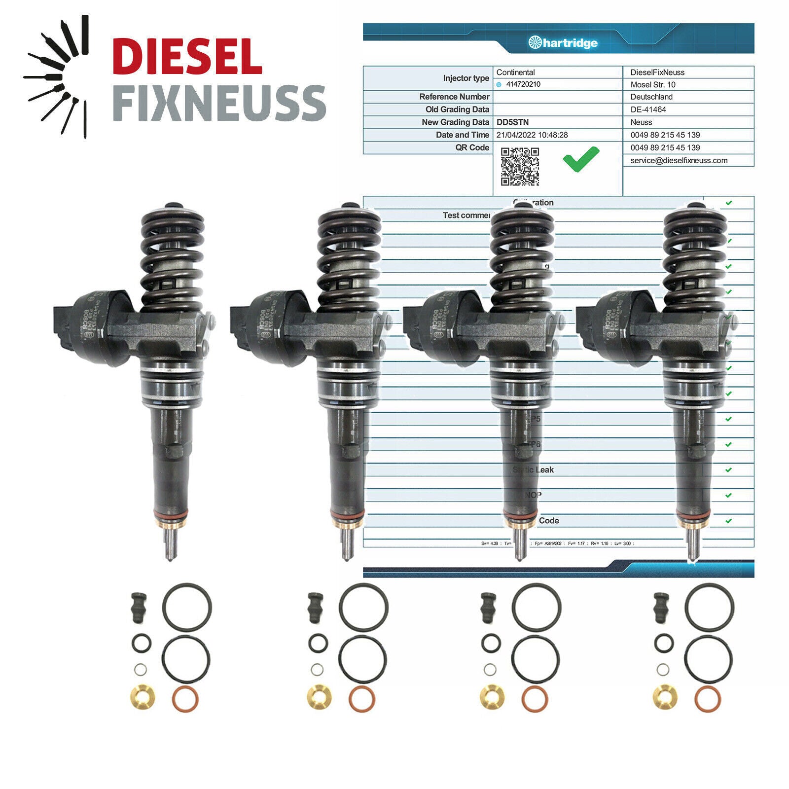 4x BOSCH Pumpe-Düse-Einheit - VW T5 - Tourareg 2.5 TDI - 0414720210 Injektor