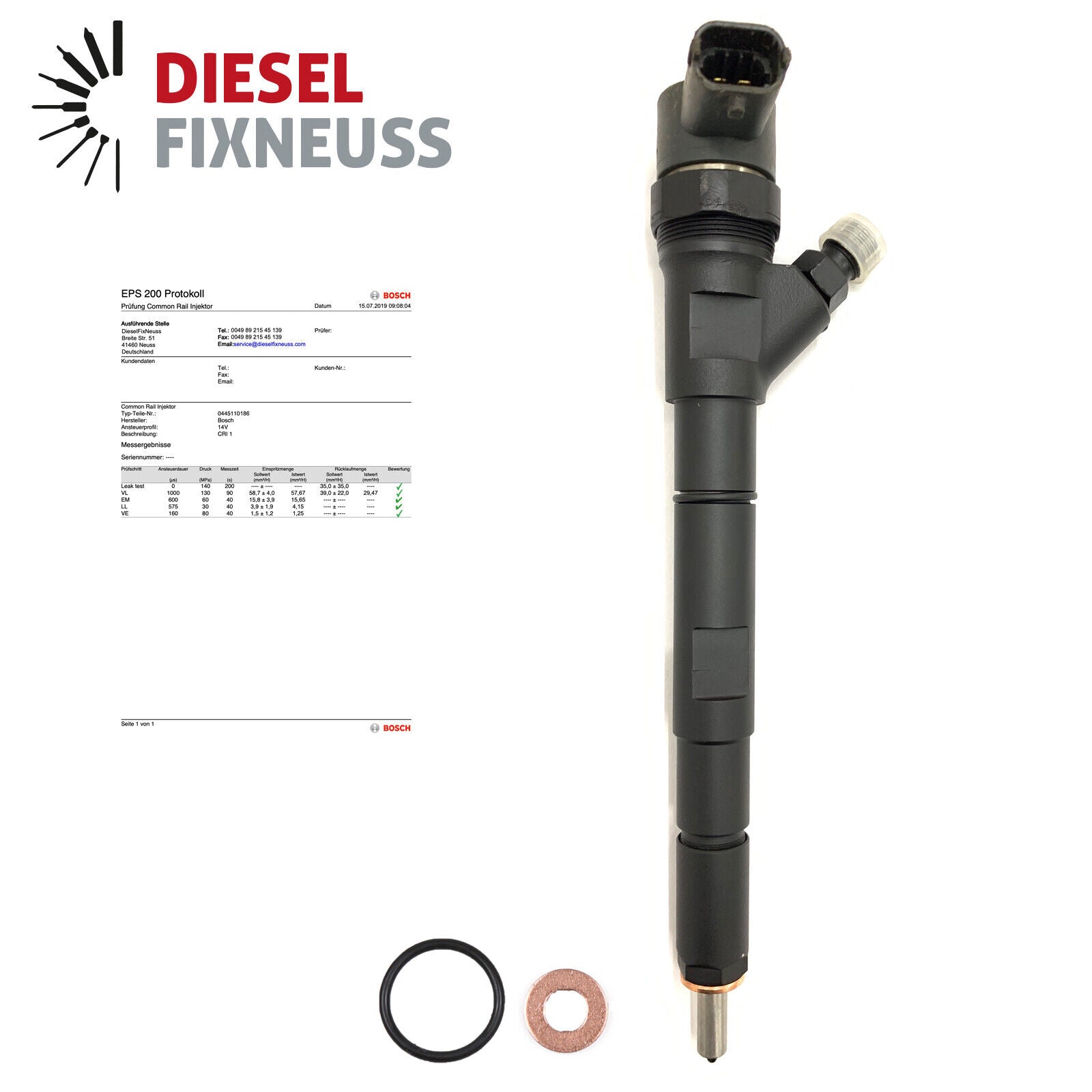 EINSPRITZDÜSE INJEKTOR BOSCH 0445110186 0445110279 KIA 2.5 CRDi 0986435182