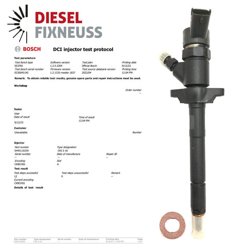 INJECTOR 0445110259 Ford Focus C-MAX Citroen Peugeot 1,6 TDCI HDI