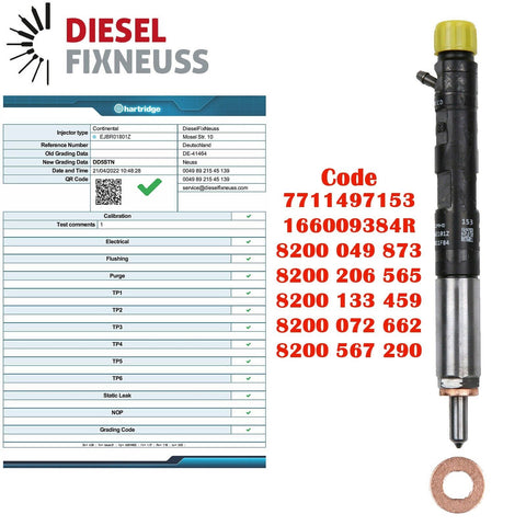 4x Renault 1.5DCi injecteur EJBR01801A EJBR01801Z 28232248 8200365186 8200567290