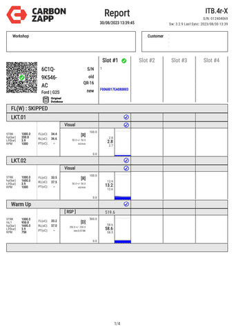 Diesel 6C1Q-9K546-AC Denso Injector Report on Carbon Zapp Test Machine