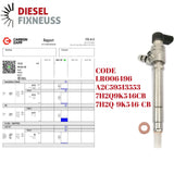 Siemens/Vdo Injector (7H2Q-9K546-CB) with Test Report for Land Rover Discovery III, IV, and Range Rover Sport (2004-2018). Compatible with 2.7 TDV6 Diesel Euro 4 engines, 2720cc, 140 KW, 190 HP. Part numbers: LR008837, LR006496, A2C59513553, X11-800-002-002Z.
