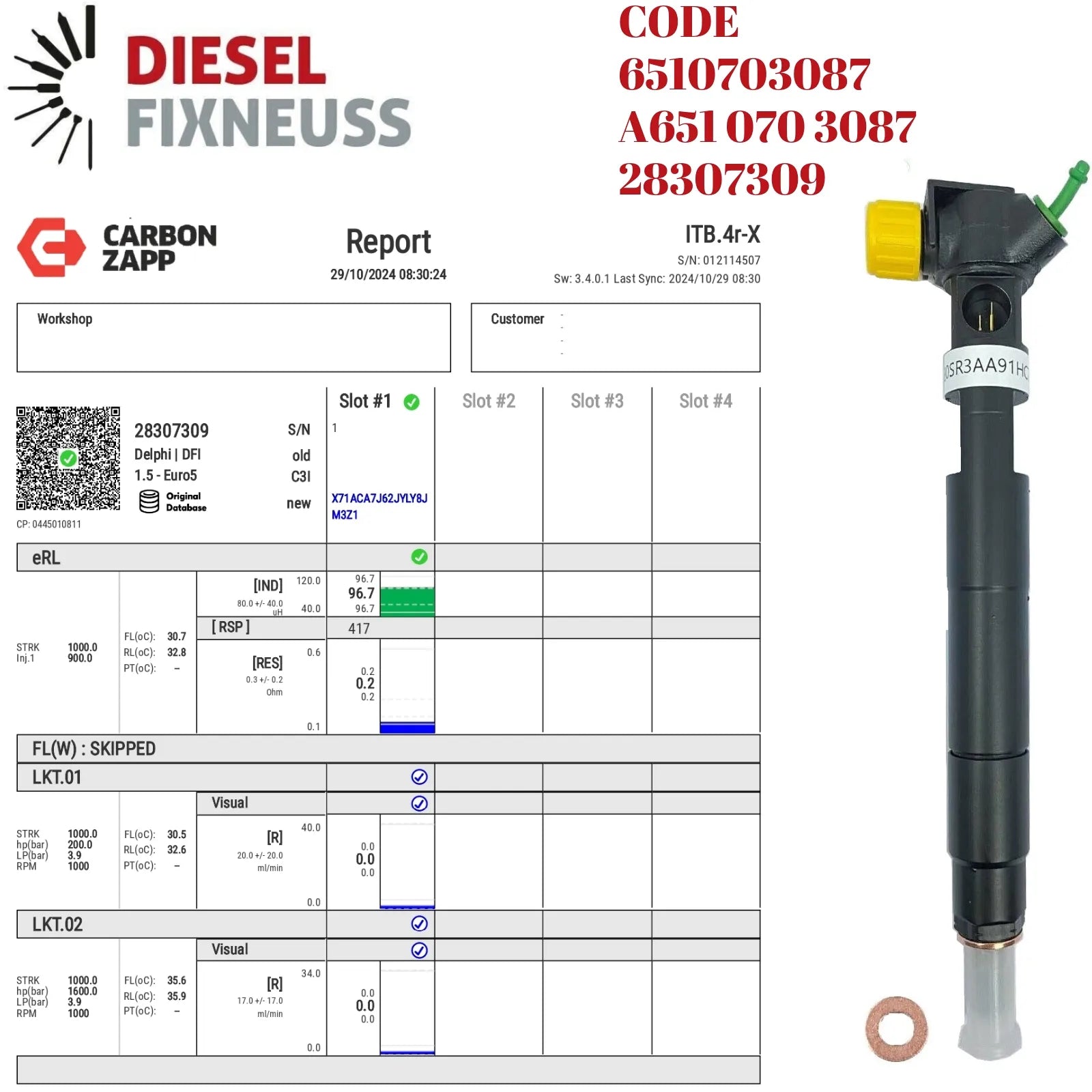 Einspritzdüse A6510703087 28307309 MERCEDES BENZ SPRINTER W906 3-t 3,5-t CDI