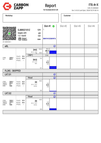 Diesel EJBR02101Z Delphi Injector Report on Carbon Zapp Test Machine
