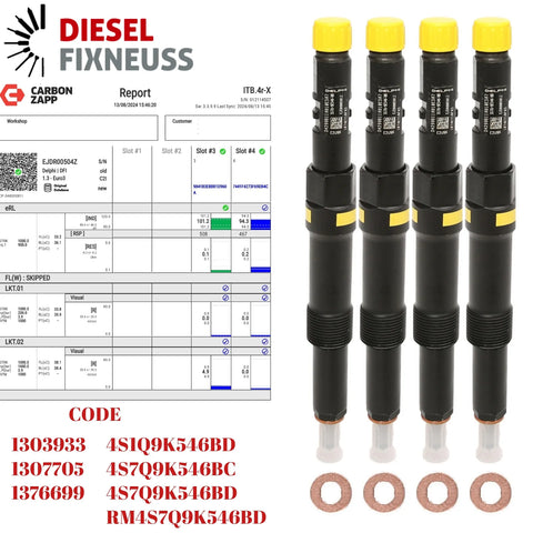 4x JAGUAR Ford Mondeo 2,0 TDCI Einspritzdüse Injektor 4S7Q-9K546-BD EJDR00504Z