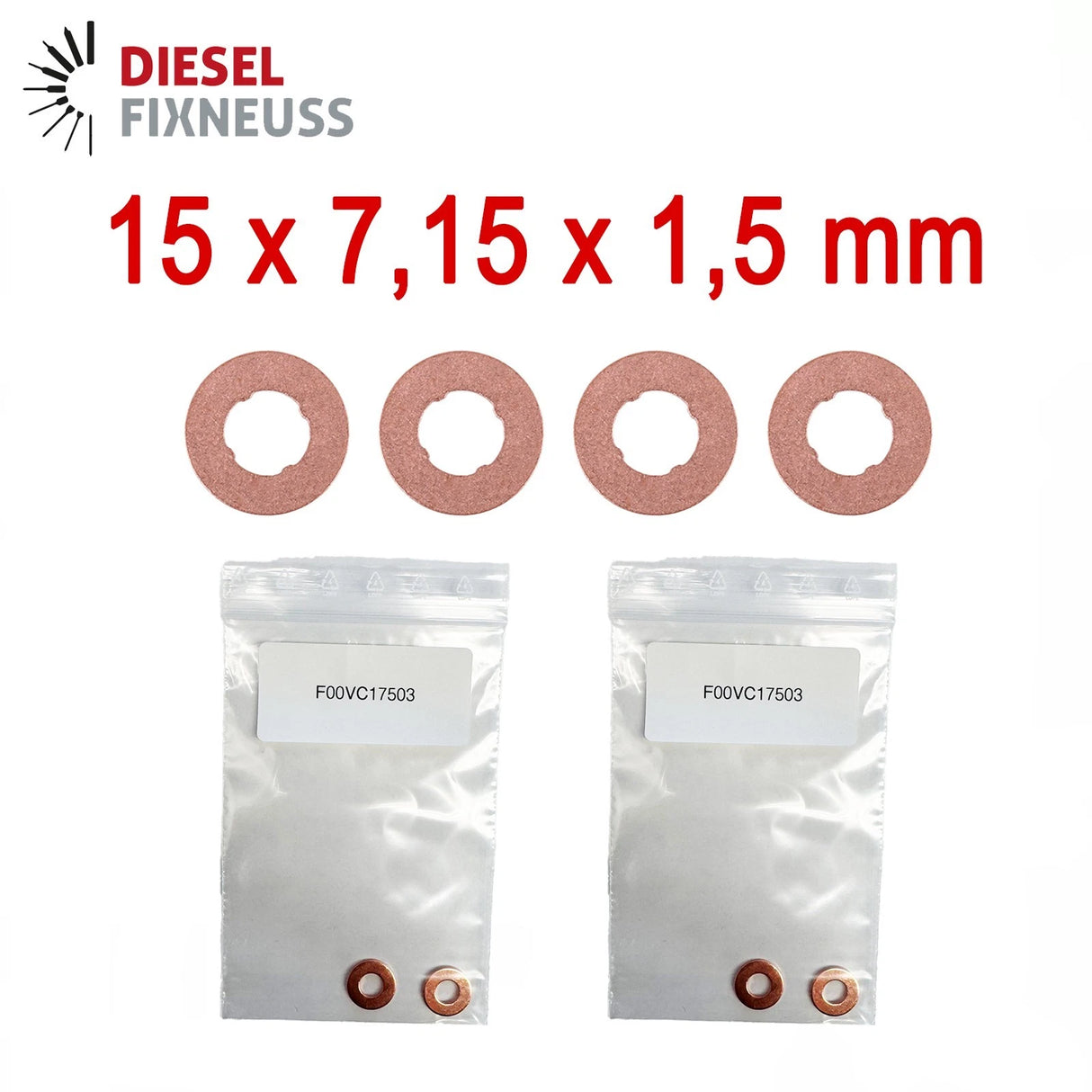 4x Kupfer Injektor Dichtring 15x7,15x1,5 mm – Injektor Dichtung