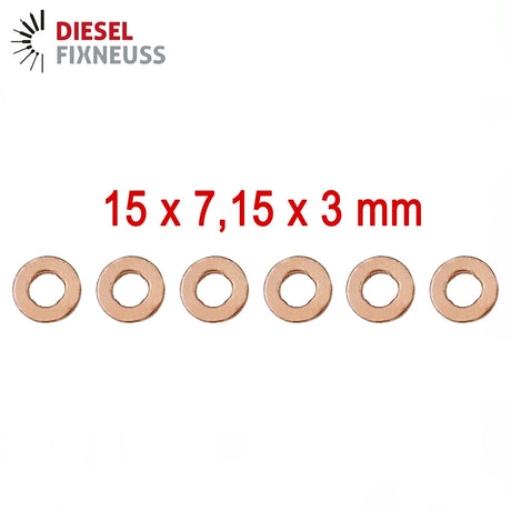 6x Kupfer Injektor Dichtring 15x7,15x3 mm – Injektor Dichtung