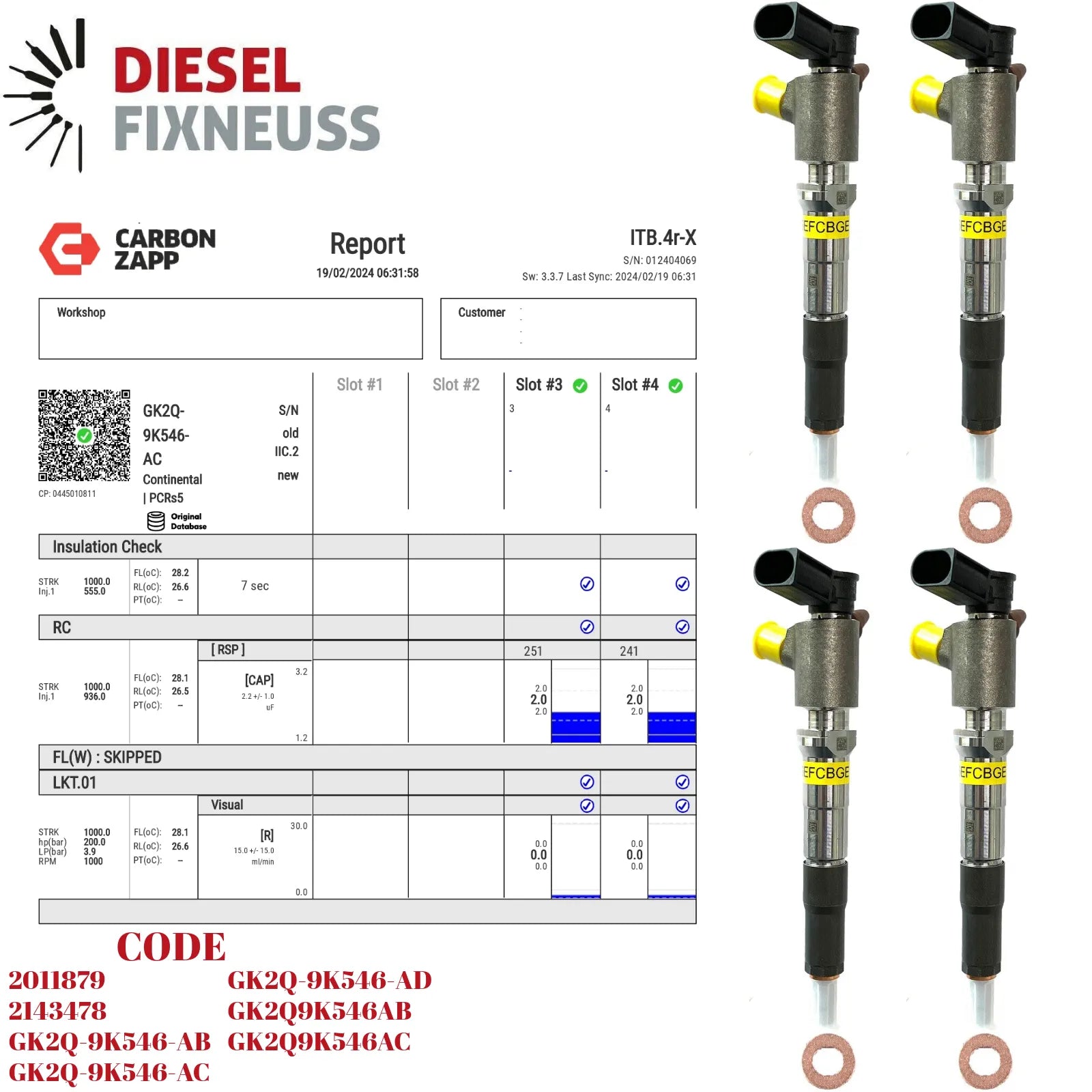 4x Einspritzdüse DENSO GK2Q-9K546-AC 2143478 Ford Transit 2,0 TD GK2Q9K546AC