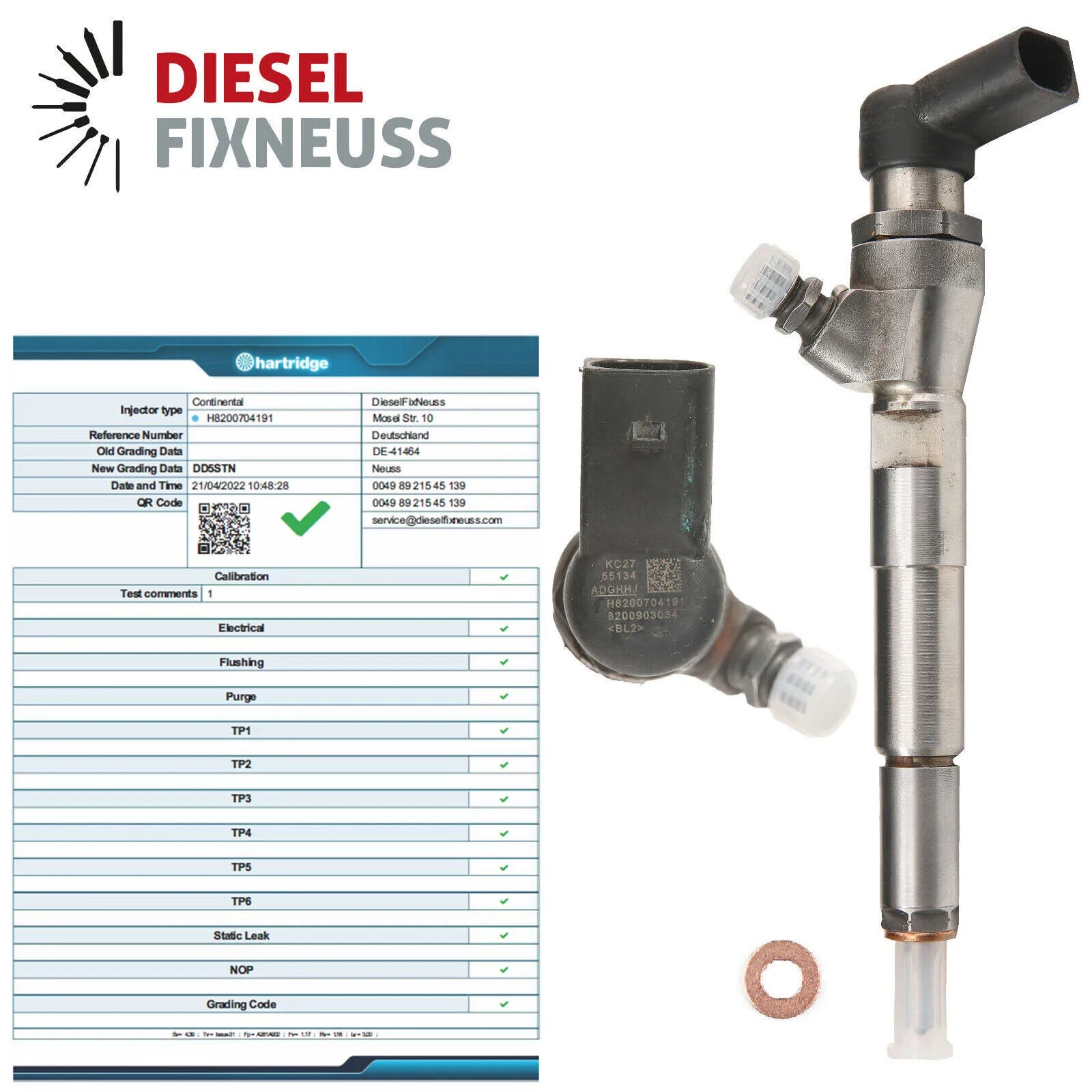 Siemens/Vdo Diesel Injector | Part No. H8200704191 | Fits Dacia, Nissan Qashqai, Renault Megane & Scenic