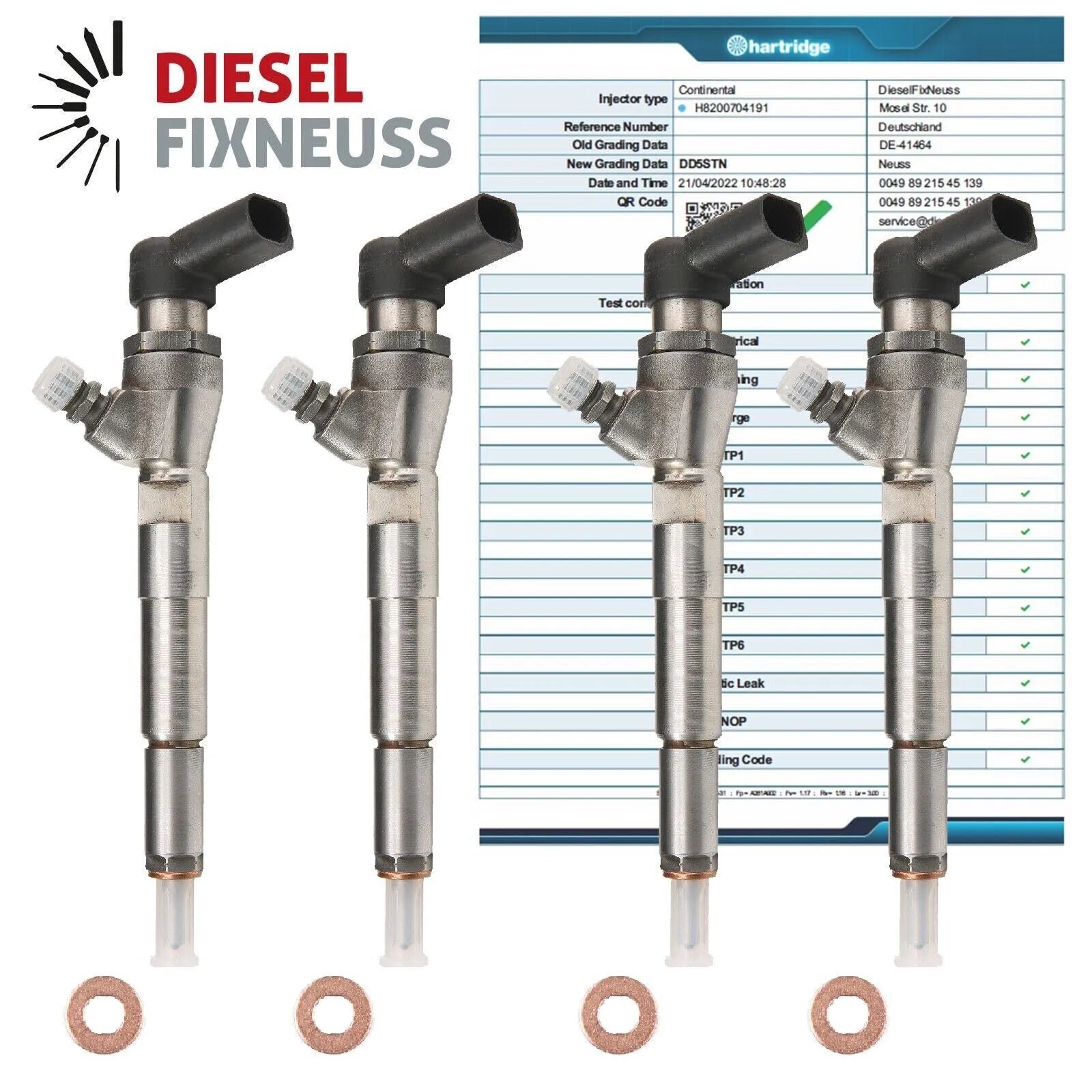 4x Siemens/Vdo Diesel Injector | Part No. H8200704191 | Fits Dacia, Nissan Qashqai, Renault Megane & Scenic